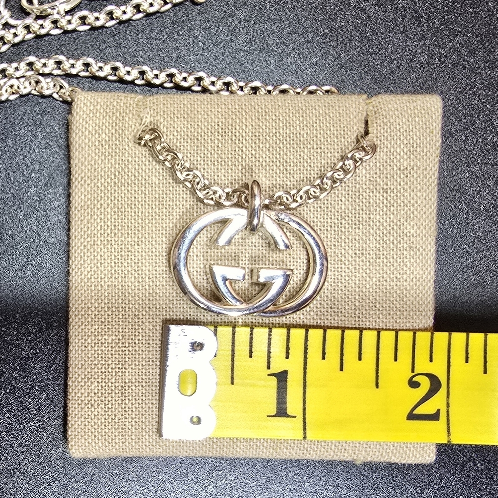 Gucci Interlocking GG 925 Sterling Silver Pendant Necklace - EUC - Picture 6 of 8